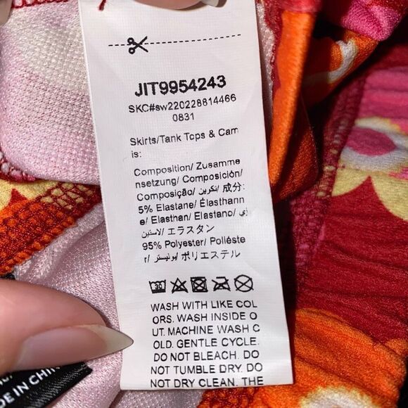 Shein Pink & Red 70’s Style Floral Skirt and Halter Tank Crop Top Set Size L - Picture 4 of 5